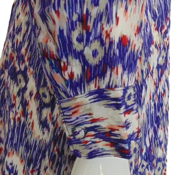 ISABEL MARANT ETOILE Shirt Dress, 38/6, Silk, Ikat print, Long sleeves, Purple - Picture 4 of 14